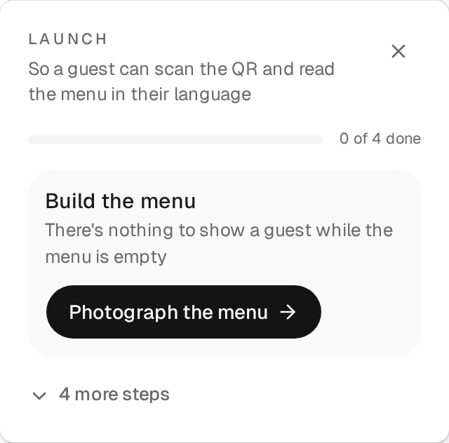 Setup checklist