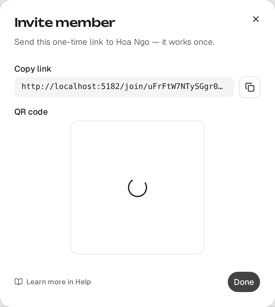 The link and QR code, ready to share