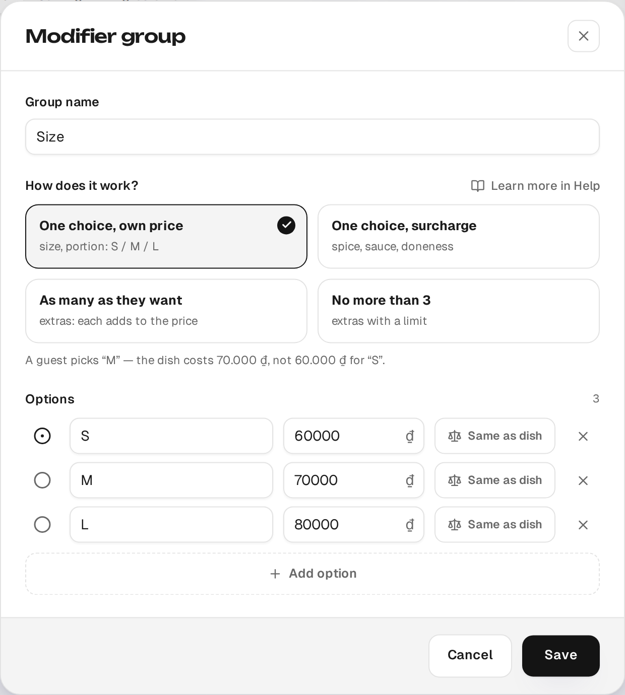 Modifier group