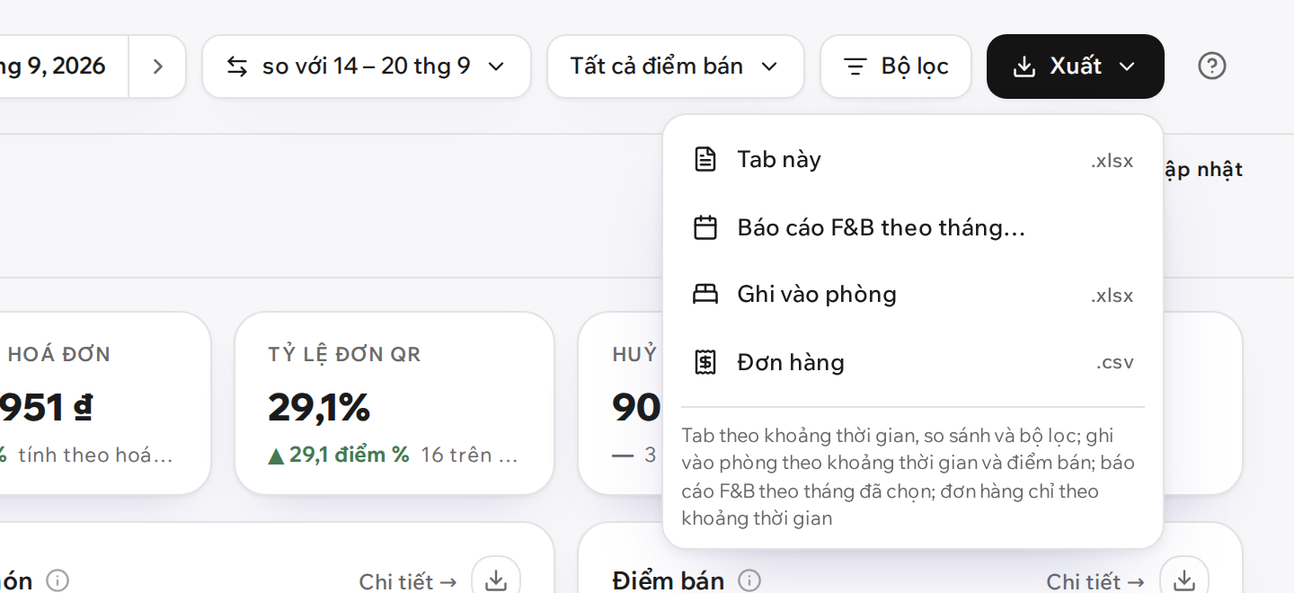 Menu Xuất