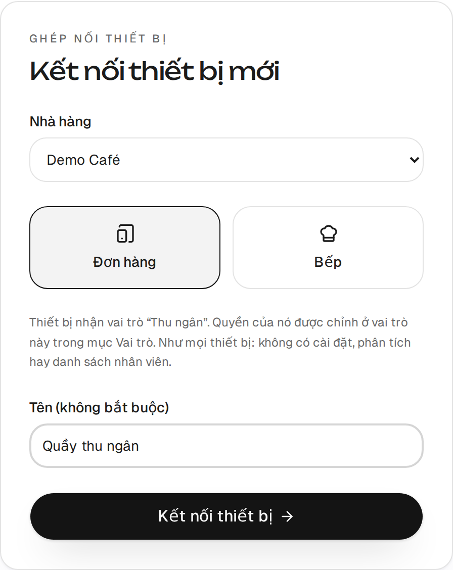 Kết nối thiết bị: màn hình và tên